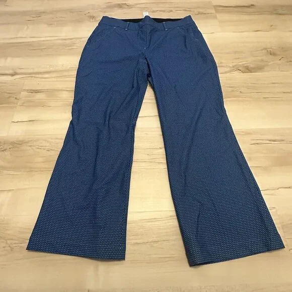 Spanx L Petite Sunshine Solutions Kick Flare Pant Blue Dot Stretch UPF 50 - Picture 1 of 8